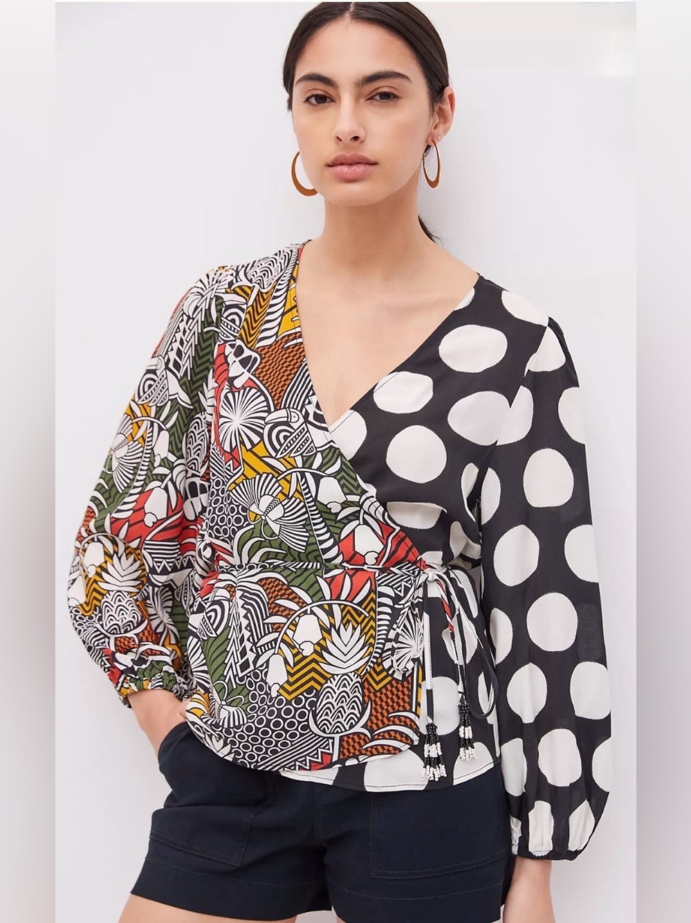Women’s Farm Rio Rainforest wrap blouse size L. EUC
